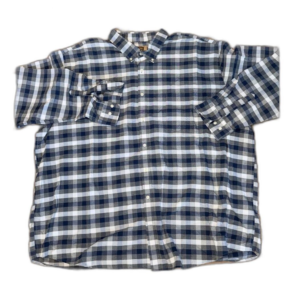 Foundry Shirt 4XLT Mens Big & Tall Plaid Button Up Long Sleeve Blue Gray Casual